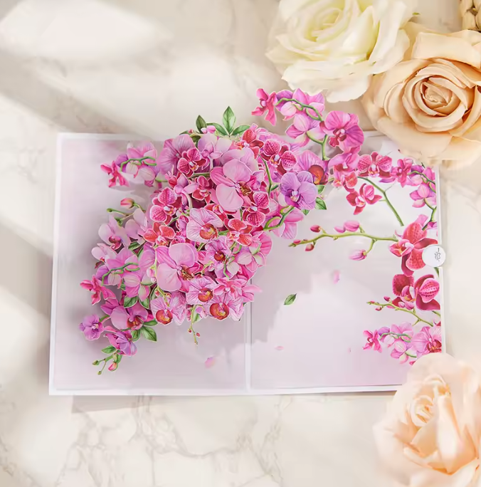 Amore Orchids Pop-up Greeting Card with Envelope